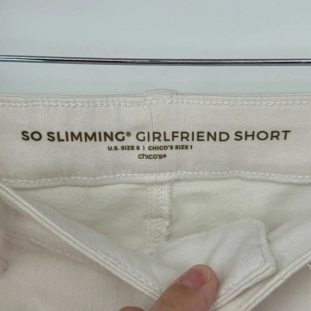 Chicos So Slimming Girlfriend Short Size 1 US 8 Off White Bermuda Denim Shorts